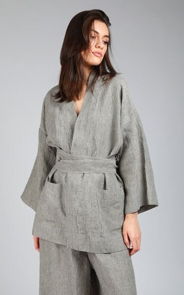 KNOTIUM LIBERTY Lockere Kimono-Jacke mit Gürtel