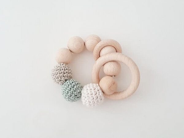 NoniKids Berlin Greifling Beißring Holz *Ringe* | Bio Baumwolle