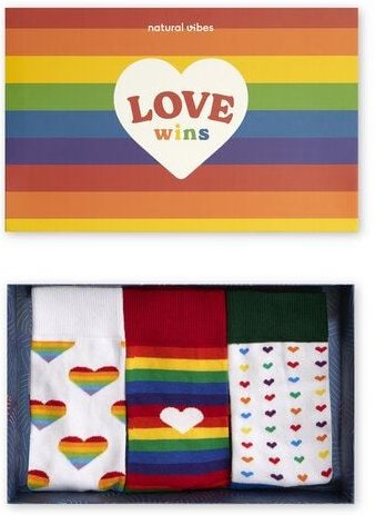 Natural Vibes 3-Pack Love Wins Bio GOTS | Geschenkset | Bunte Socken | Herren Damen Socken |
