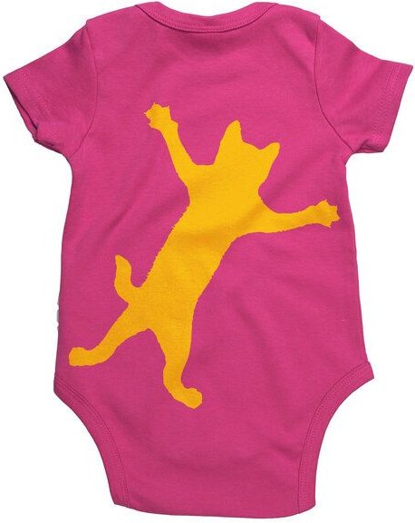 HANDGEDRUCKT "Klammerkatze" Baby Body