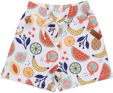 Kinder Shorts GOTS zertifiziert – Mehrfarbiges Früchtemuster, Bund mit Kordel, weich & bequem | von Walkiddy