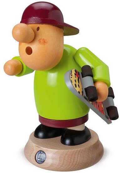 Müller Seiffen Müllerchen- Skateboardfahrer die Räuchermännchen mit der Knollennase