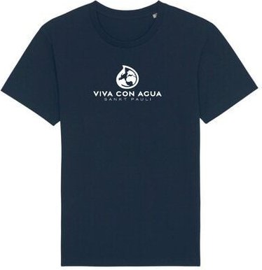 Biobaumwoll Unisex T-Shirt mit Viva con Agua Logo in Weiss und Dunkelblau
