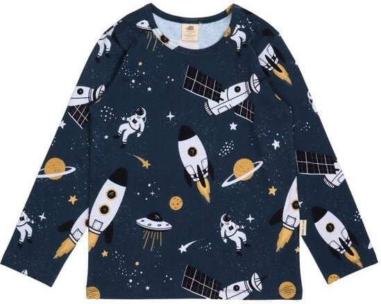 Kinder Langarmshirt Space Trip Bio-Baumwolle – GOTS-zertifiziertes Walkiddy Shirt mit Weltraum-Print, weich, bequem & pe...