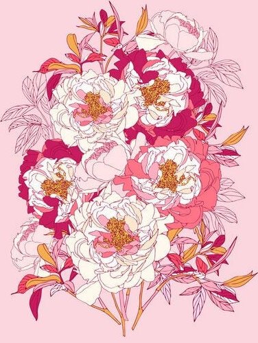 Photocircle Poster / Leinwandbild - Pink flowers of peonies