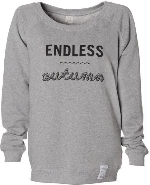 Waterkoog Frauen Sweatshirt ENDLESS AUTUMN, grau meliert, schwarzer Print, Biobaumwolle