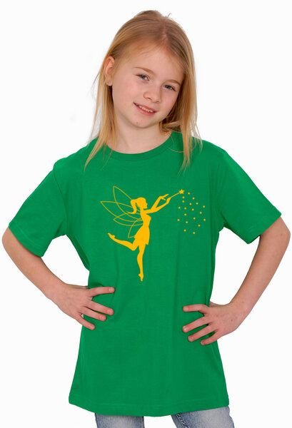 HANDGEDRUCKT "Zauberfee" Kinder-T-Shirt reine Biobaumwolle (kbA)