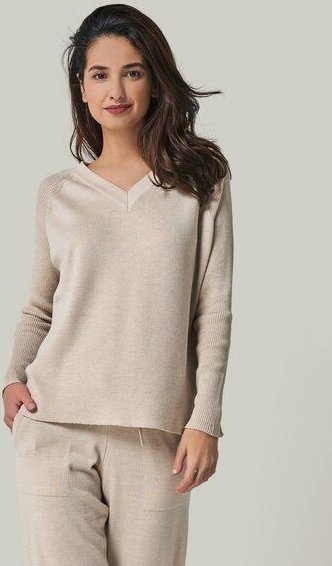 YOU LOOK PERFECT 100% Merino Strickpullover mit V-Ausschnitt "Dorina"
