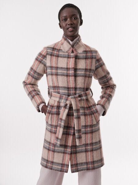 LANIUS Karo-Mantel aus reiner Schurwolle