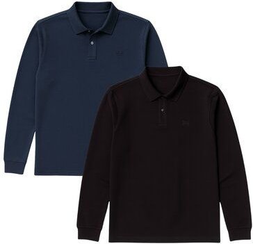 Thumbnail - GORG 2er Set Herren Bio-Baumwolle Langarm-Poloshirt