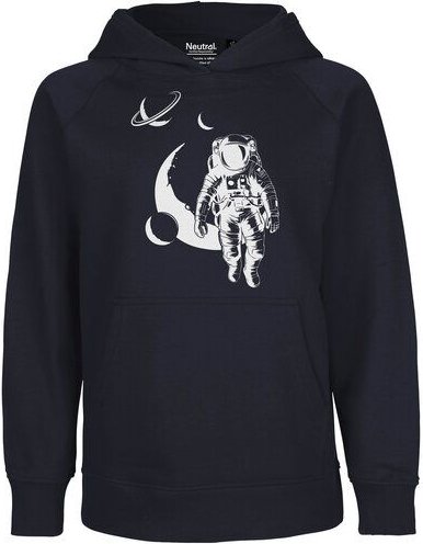 HANDGEDRUCKT "Spacewalk" Kinder Hoody aus reiner Biobaumwolle (kbA)