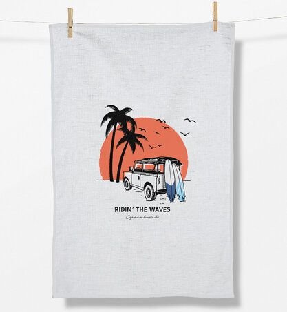 Thumbnail - GREENBOMB Nature Beach Trip Tea Towel - Praktisches Geschirrtuch aus Bio-Baumwolle / hochwertiger Print / GOTS / Fair & ...