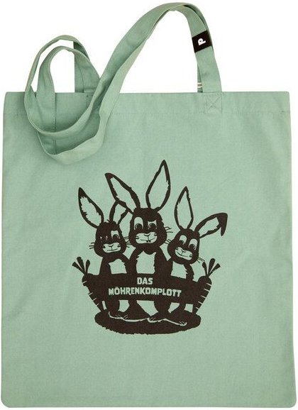 päfjes Feste Baumwolltasche /Bio - Hasen/Möhrenkomplott - Mint