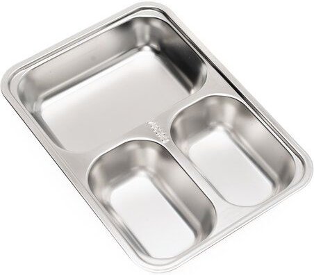 eTHikǝ Edelstahlbehälter mit drei Fächern à 500 und 2x175 ml, insgesamt 850 ml, mit Edelstahldeckel