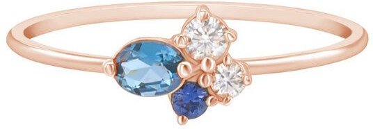 Eppi Goldener Cluster-Ring mit Topas, Saphir und Moissanit Avah