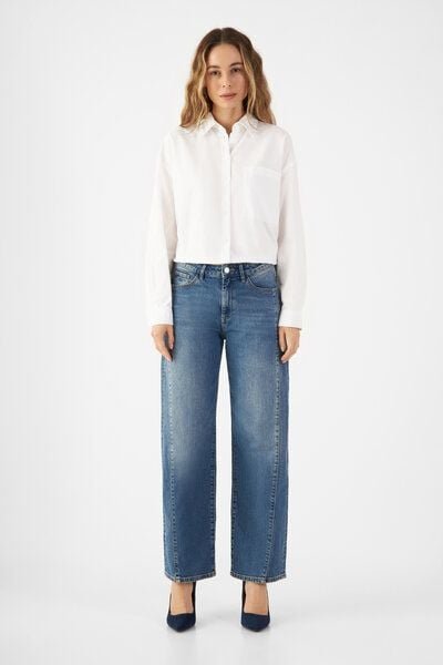 DAWN - Damen Jeans ASH Barrel Leg Cutline Minimal Stretch DAWN Bio-Baumwolle