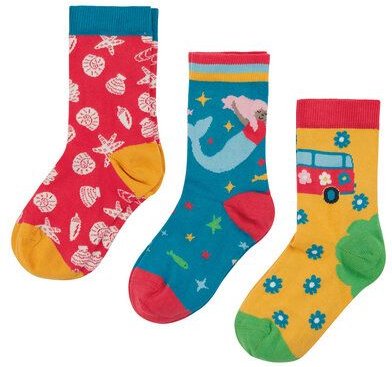 Frugi Socken Dreierpack mit Muscheln, Seesternen und Seejungfrau