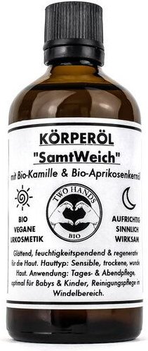 Two Hands BIO Körperöl „SamtWeich“ mit Bio-Kamille & Bio-Aprikosenkernöl - Babyöl - Bio Vegan