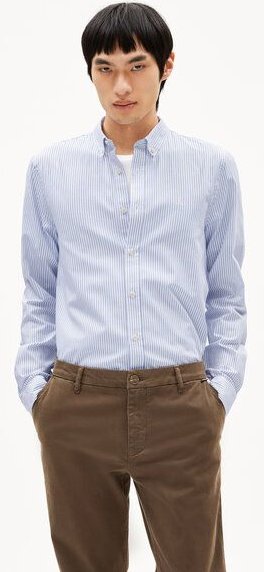 Thumbnail - ARMEDANGELS QUAASA STRIPE LONGSLEEVE SHIRT - Herren Hemd aus Bio-Baumwolle