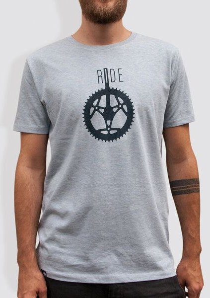 Thumbnail - little kiwi Herren T-Shirt, "Ride", Heather Ice Blue