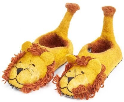 Thumbnail - short'n'pietz Filz Hausschuhe für Erwachsene handgefilzt Löwe aus 100% Schafswolle