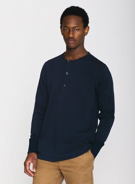 KnowledgeCotton Apparel Sweatshirt - BO long sleeve henley - aus Bio-Baumwolle