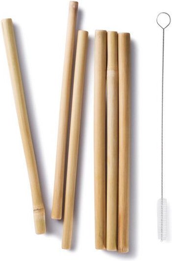 Bambus Strohhalm 6-Set mit Reinigungsbürste