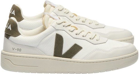 Veja Herren-Sneaker V-90 B-Mesh White Kaki