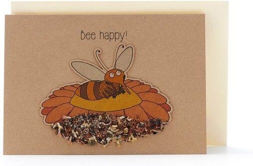 Die Stadtgärtner Grußkarte "Bee Happy" I Klappkarte enthält hochwertige Wildblumensamen