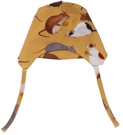 Mütze Bio-Baumwolle Gelb "Playful Mouses" Walkiddy, GOTS-zertifiziert, umweltfreundlich, elastisch, allergikerfreundlich...