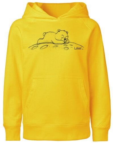 HANDGEDRUCKT "Later" Kinder-Hoody aus reiner Biobauwolle (kbA) Bär