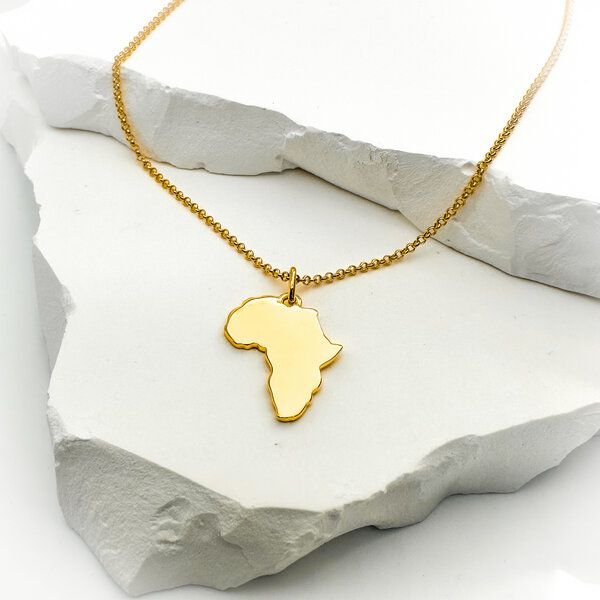 MOANINA Kette Afrika Kontinent - 925 Silber/18k Gold Vermeil - 3 Längen