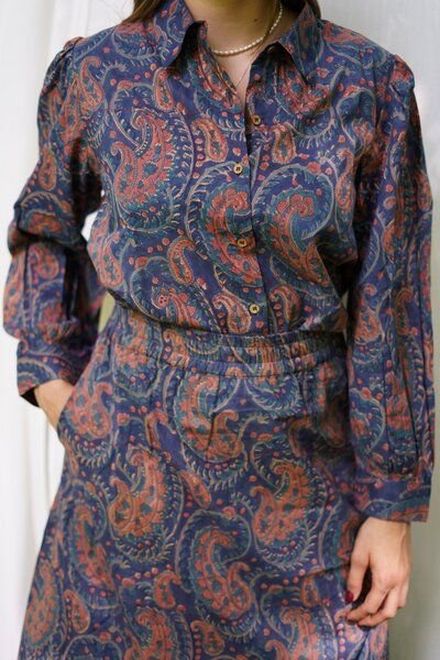 Thumbnail - Haus of Namaste Paisley Bluse in Orange aus Bio-Baumwolle - Handblockdruck mit Vegan Farben