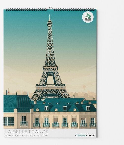 Photocircle La Belle France Wandkalender 2026 mit Vintage Illustrationen der schönsten Orte Frankreichs