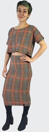 LUMEN organic Bleistiftrock KARO orange/bunt