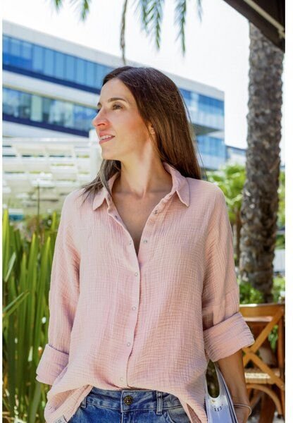 Hutch&Putch Musselin Oversize Bluse - Klassische Bluse - Langarmbluse aus 100% Bio-Baumwolle