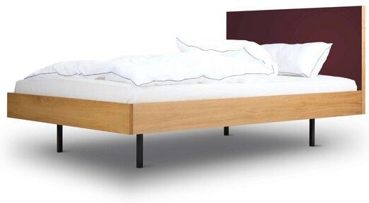 BARTMANN Unidorm Classic - Holzbett aus Eiche mit Kopfteil aus Linoleum