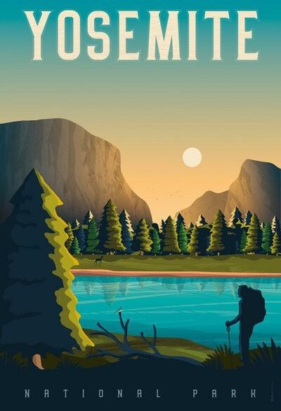 Photocircle Poster / Leinwandbild - Yosemite Vintage Travel Wandbild