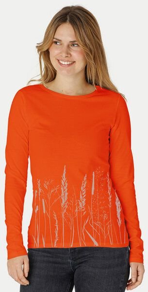 Peaces.bio - handbedruckte Biomode Bio-Damen-Langarmshirt Gräservielfalt
