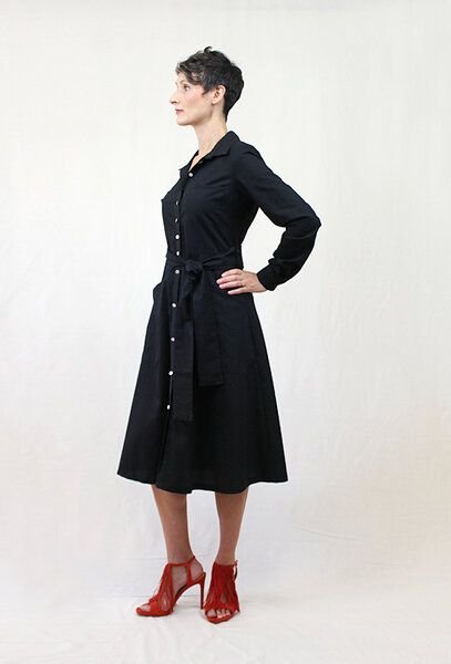 Skrabak Blusenkleid Elise aus Bio-Baumwolle schwarz uni