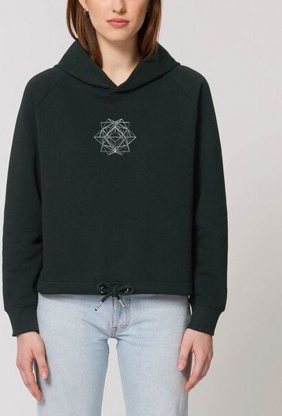 Human Family Kurzer Bio Damen Hoodie "Invent - Polygon"