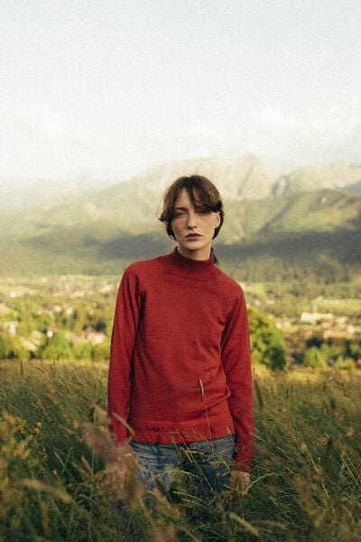 Kopyto Damen Strick Pullover Stehkragenpullover aus 100% Merinowolle RWS-zertifiziert Eco