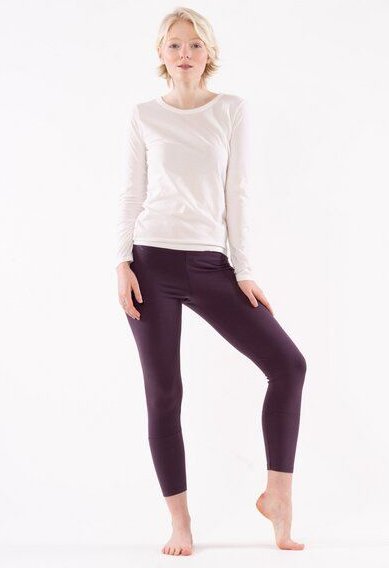 YOIQI Einfarbiges Langarmshirt aus biologischer Baumwolle lässiger taillierter Schnitt