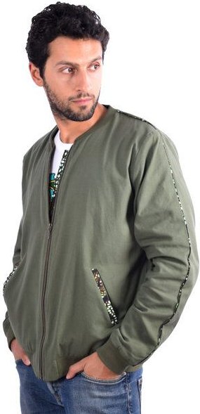 Africulture Bomberjacke für Männer aus Kenianischem Kikoy und Westafrikanischem Kitenge Stoff