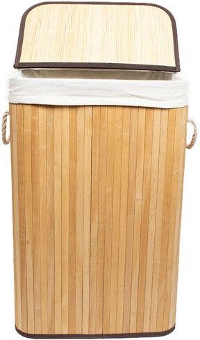 4betterdays Multifunktionaler faltbarer Bambuskorb inkl. Stoffsack in 3 verschiedenen Größen