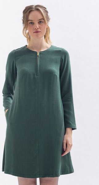 Studio Hertzberg Knielanges Kleid KLAA-RA aus Tencel in blau, grün und merlotrot