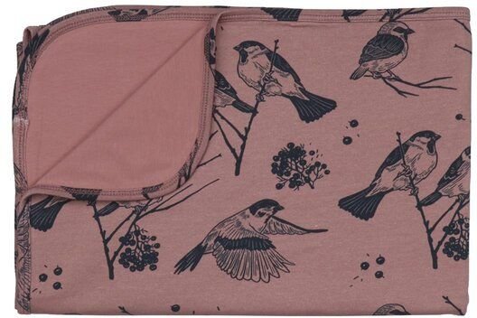 Babydecke GOTS zertifiziert, rosa, Vogel-Allover „Sparrow Friends“, Bio-Baumwolle, weich – Walkiddy