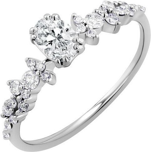 Eppi Verlobungsring mit Moissanit und Lab Grown Diamanten Mica