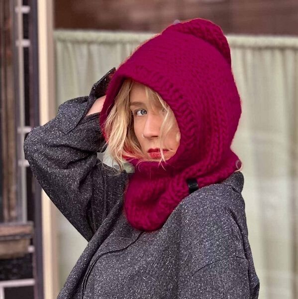 PANAPUFA Handgestrickte Balaclava Kapuze – 100 % Merinowolle