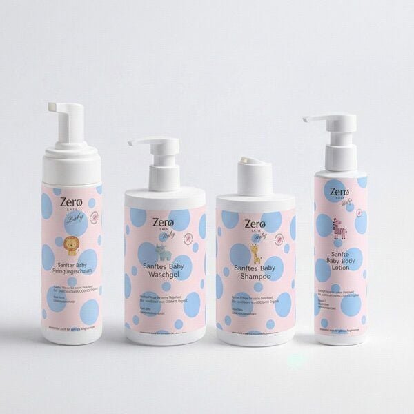 Zero Skin Baby Pflegeset- 4x extra milde Babypflege ab Geburt: Shampoo (400 ml), Waschgel (390 ml), Reinigungsschaum (15...